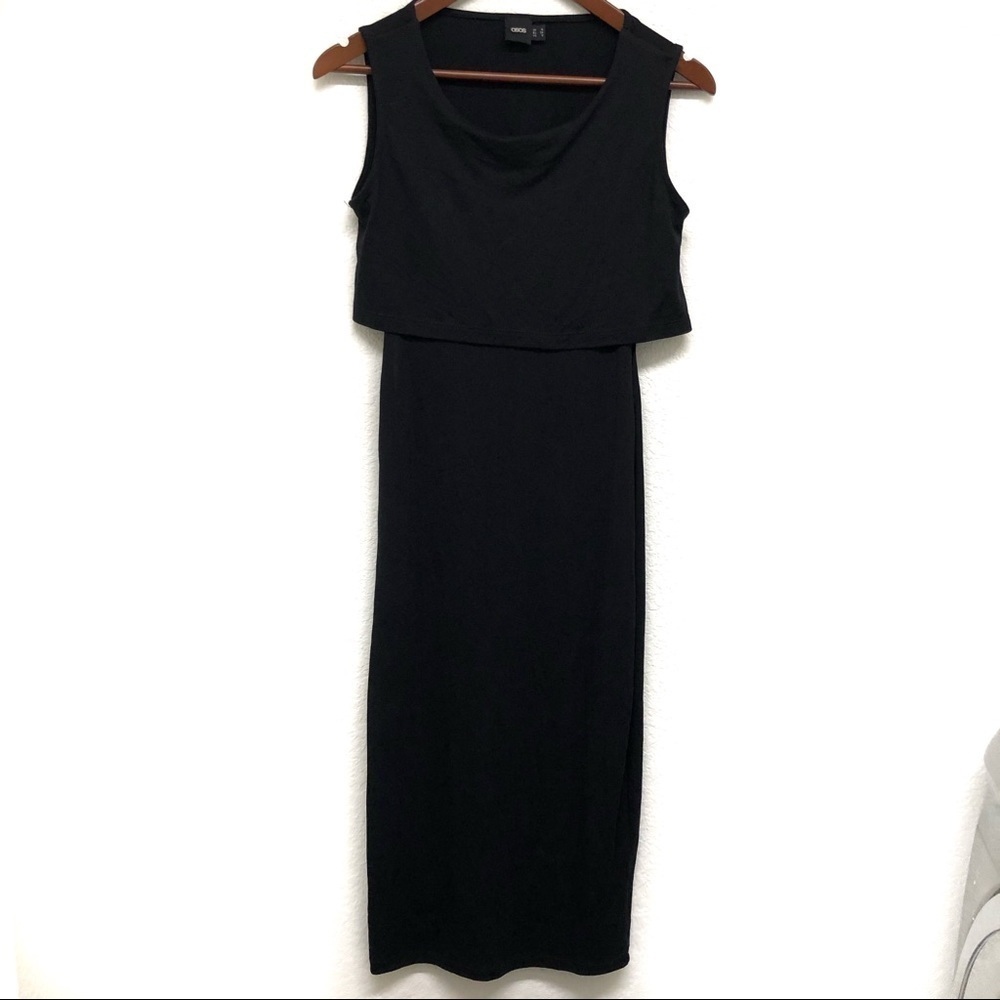 ASOS Black Crop Top Sleeveless with Scoop Back Dress - 2